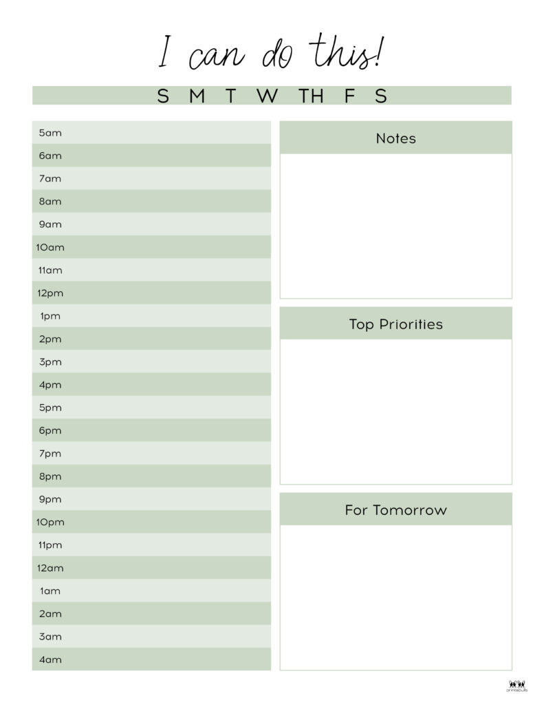 Hourly Planners - 20 Free Printables | Printabulls pertaining to Free Printable Daily Hourly Schedule Template