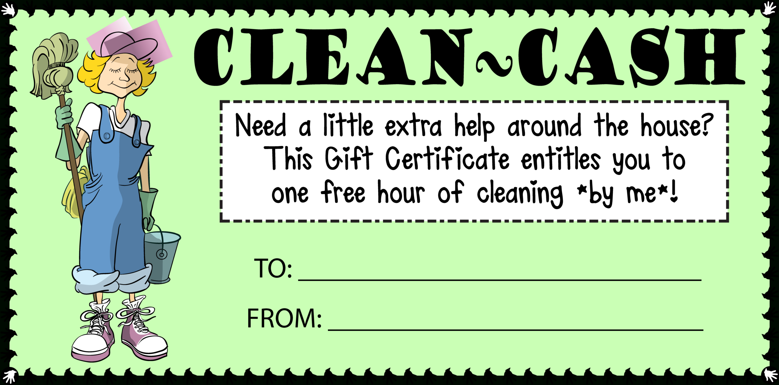 House Cleaning Cash Gift Certificate Customize Template | Free inside Free Printable Editable House Cleaning Gift Certificate Template