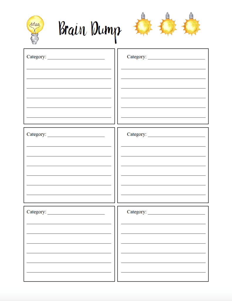 How To Do A Brain Dump. &amp;amp; Free Printable Brain Dump Worksheet for Free Printable Brain Dump Template