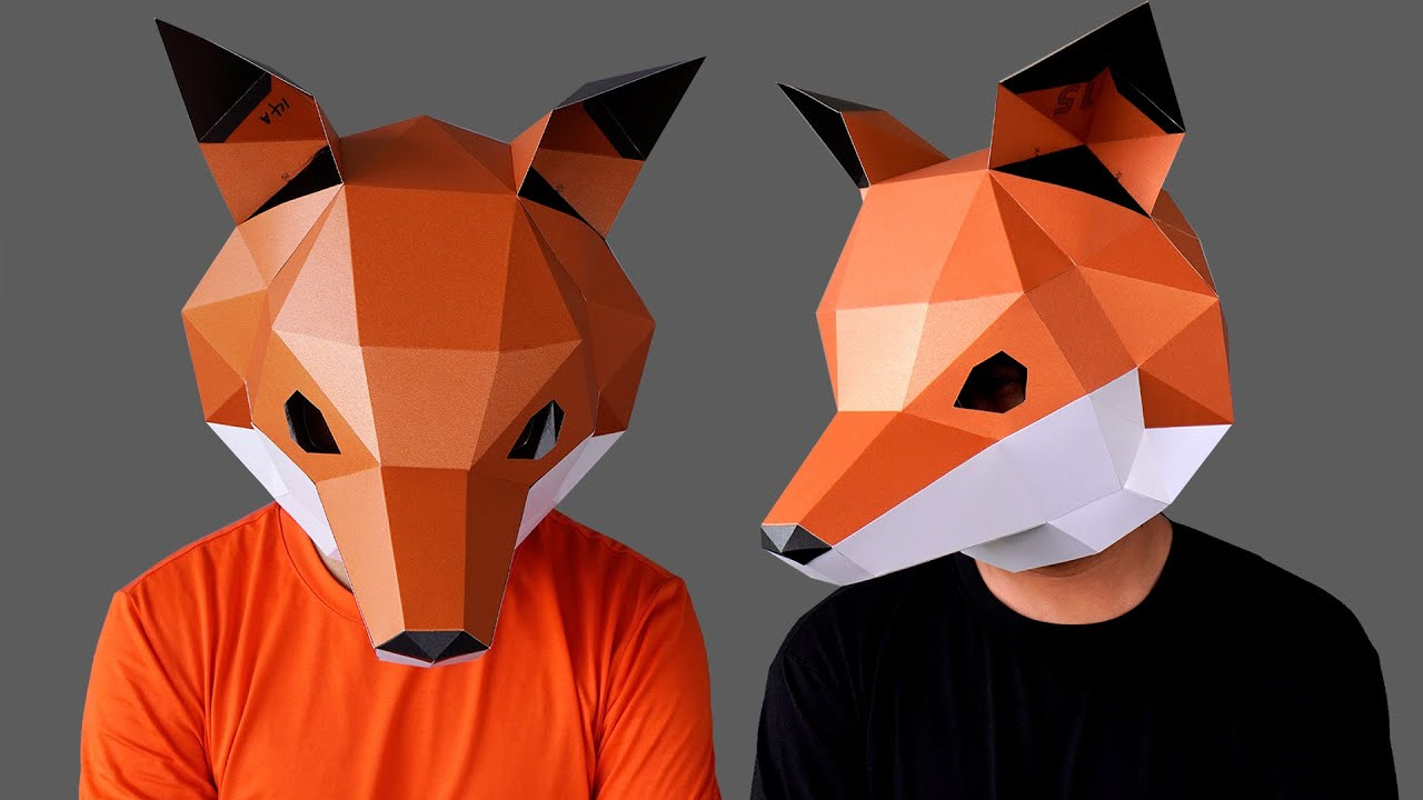 How To Make Fox Mask | Low Poly Fox Mask | Papercraft Mask Template And Animal Mask3Dfancy inside Free Printable 3D Fox Mask Template