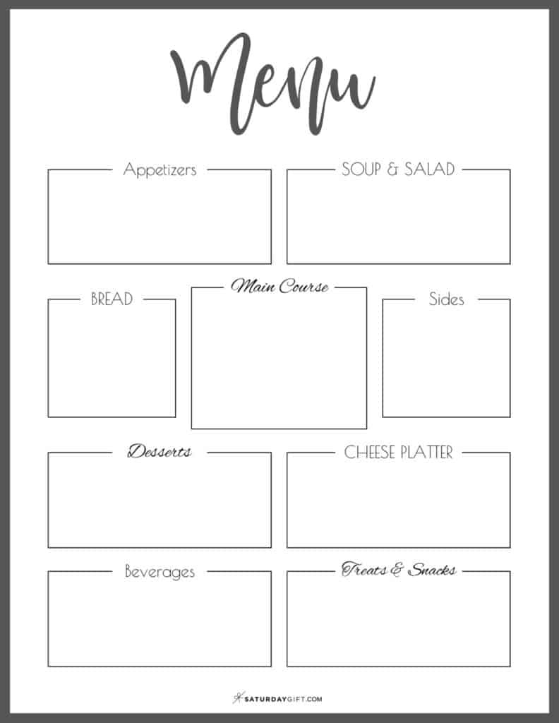 How To Plan The Menu For Your Party + Pretty Printable Menu Planner within Free Printable Blank Menu Template