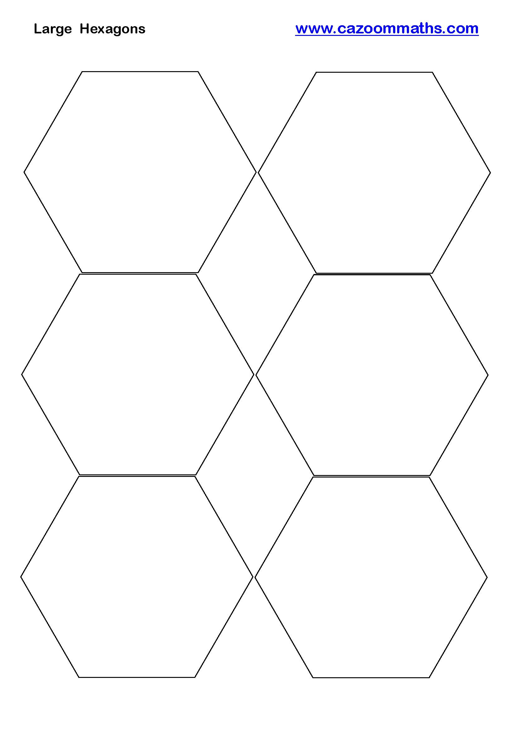 Large Hexagons Printable | Free Teaching Resources within Free Printable 7 Inch Hexagon Template