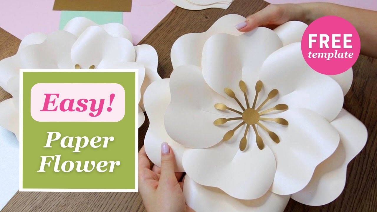 Large Paper Flower Tutorial | Easy To Make + Free Templates, Diy Wall Decor for Free Printable Giant Flower Template
