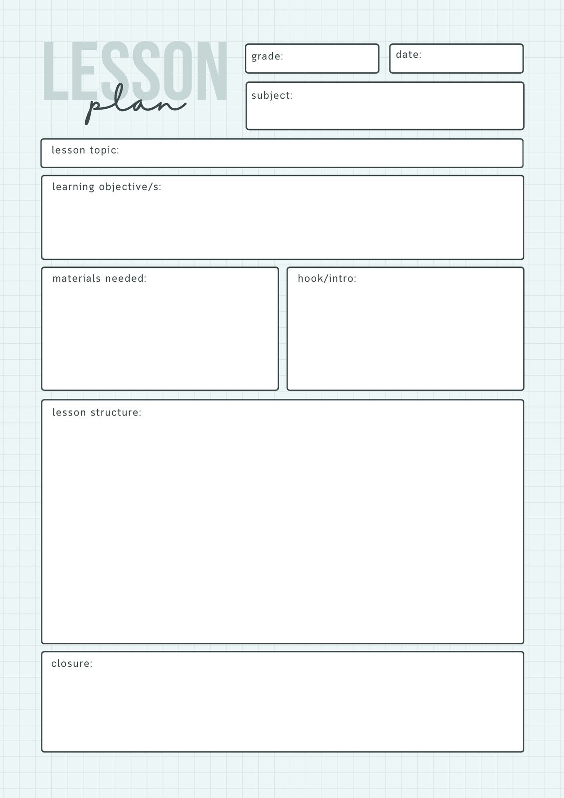 Lesson Plan Templates You Can Customize For Free | Canva for Free Printable Esl Lesson Plan Template