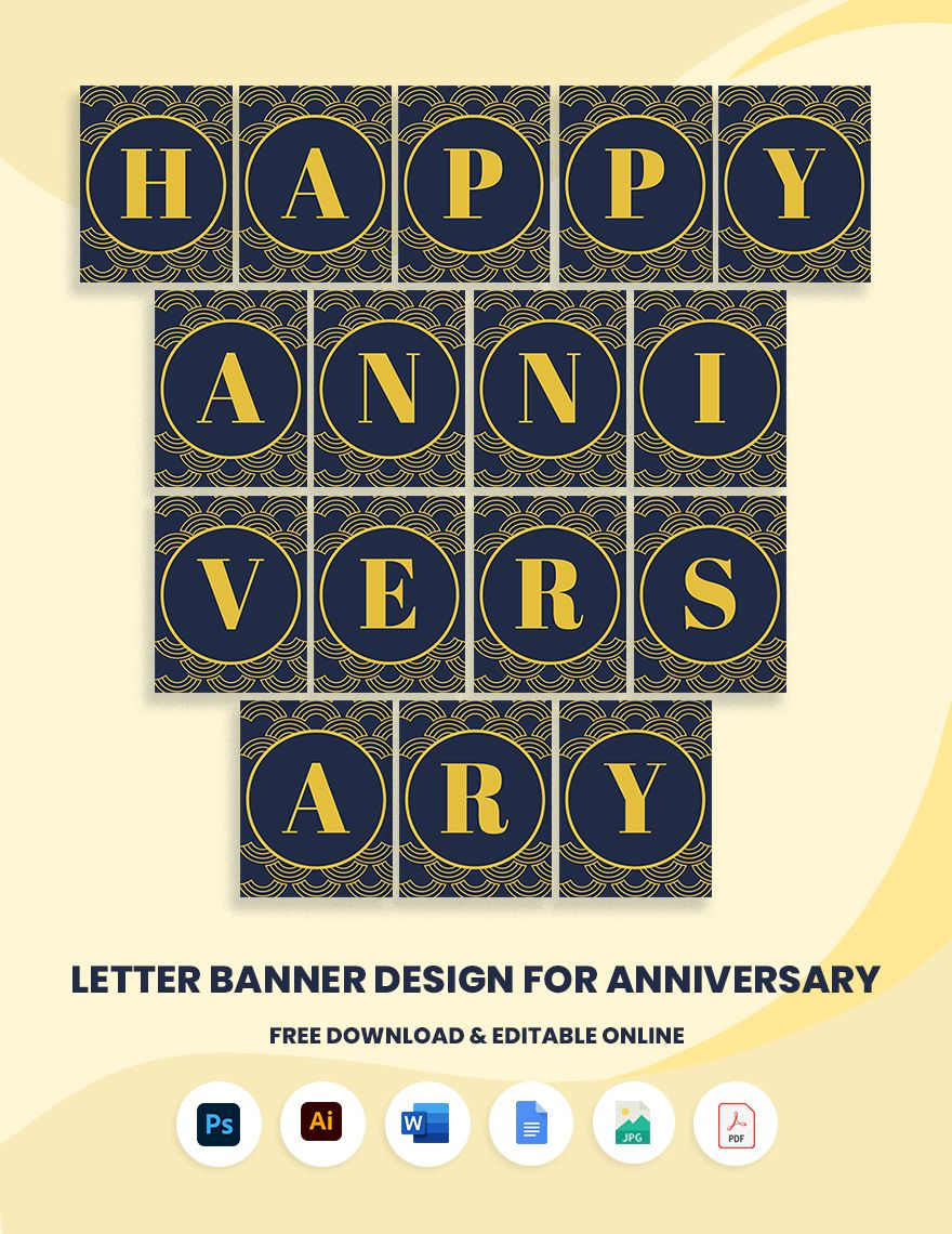 Letter Banner For Anniversary In Psd, Illustrator, Jpeg, Word, Pdf in Free Printable Anniversary Banner Template