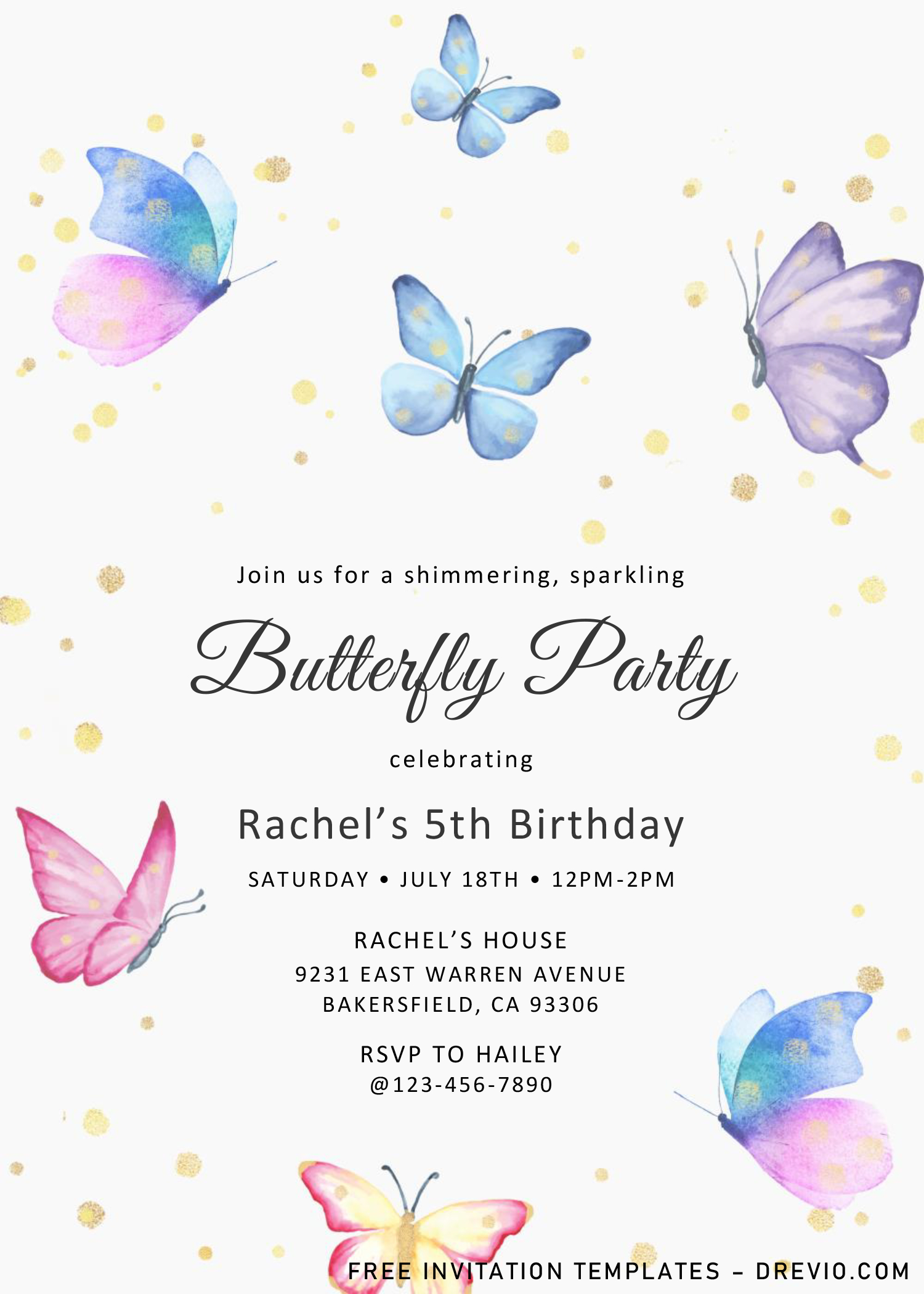 Magical Butterflies Invitation Templates – Editable .Docx with Free Printable Butterfly Invitation Template