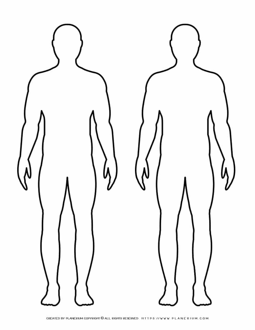 Male Body Outline - Two Males | Planerium pertaining to Free Printable Body Outline Template