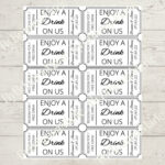 Modern Wedding Drink Ticket Template Minimal Wedding Drink Voucher Throughout Free Printable Drink Ticket Template