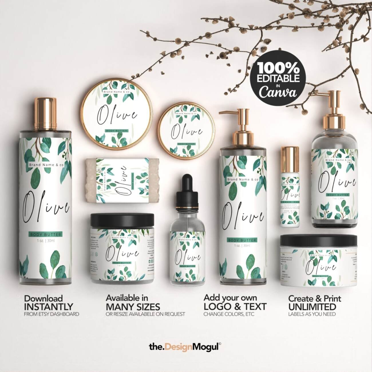 Olive Collection - Diy Editable Cosmetic Label Templates + Free with regard to Free Printable Cosmetic Label Design Template
