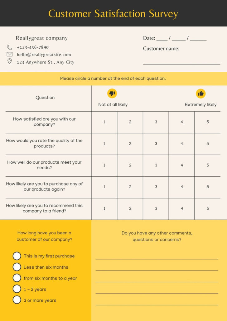 Free Printable Customer Satisfaction Survey Template