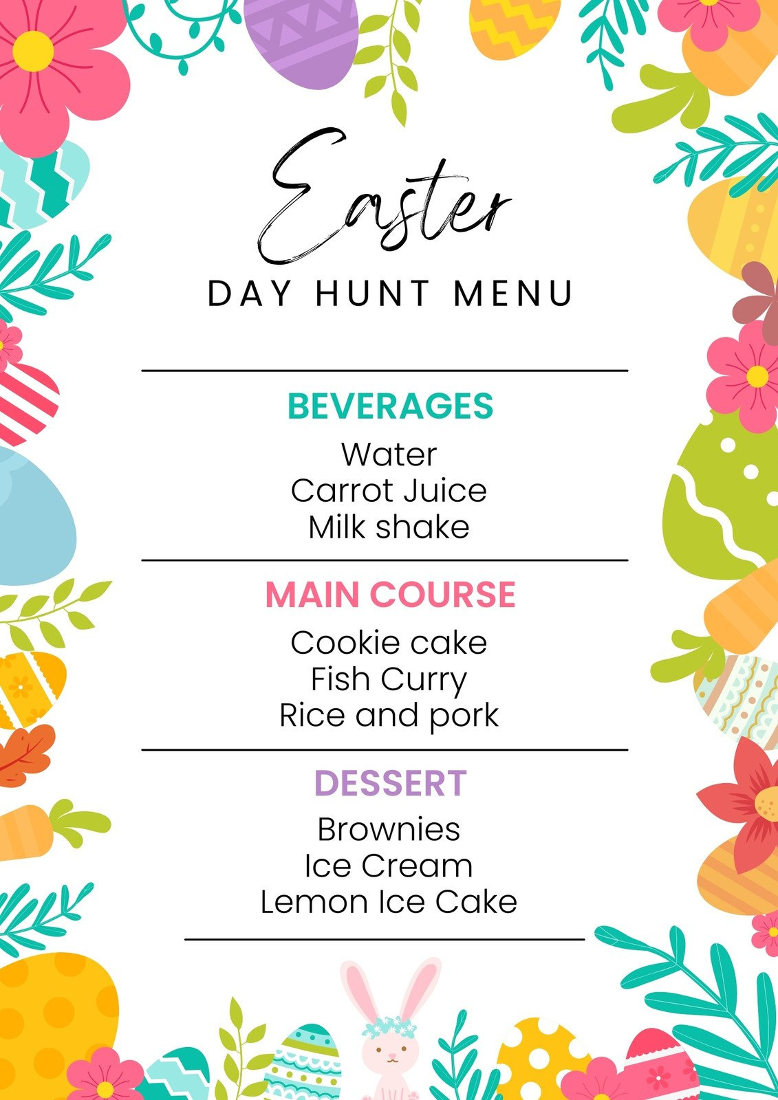 Page 4 - Free And Customizable Easter Templates with Free Printable Easter Menu Template