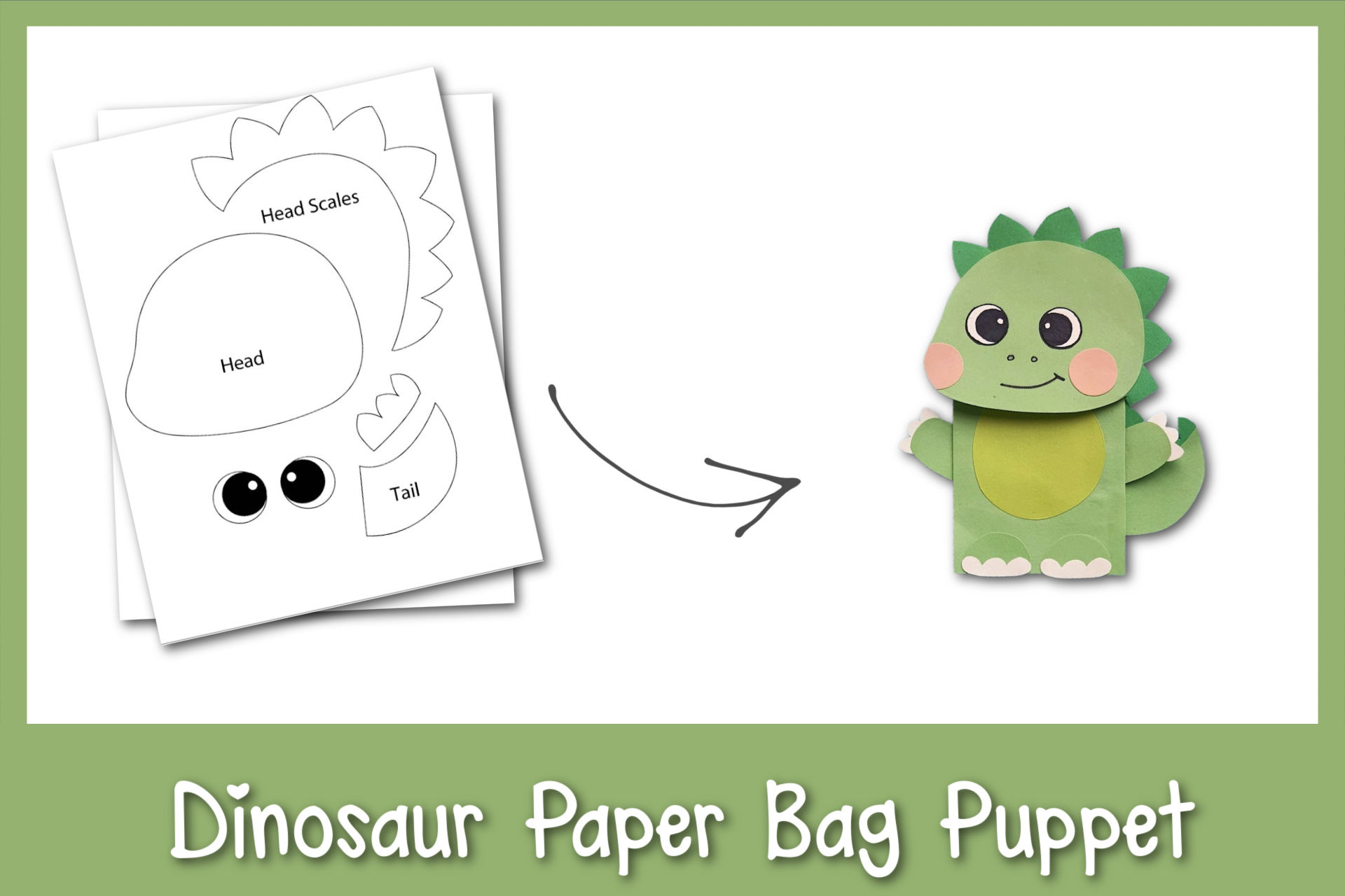 Paper Bag Dinosaur Puppet - Frosting And Glue- Easy Crafts, Games regarding Free Printable Dinosaur Paper Bag Puppet Template