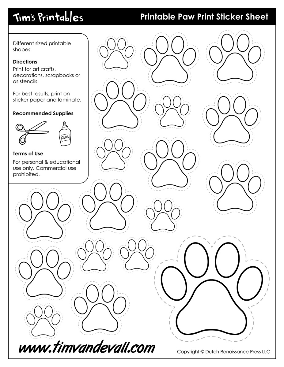 Paw Print Templates - Tim&amp;#039;S Printables throughout Free Printable Dog Paw Print Template