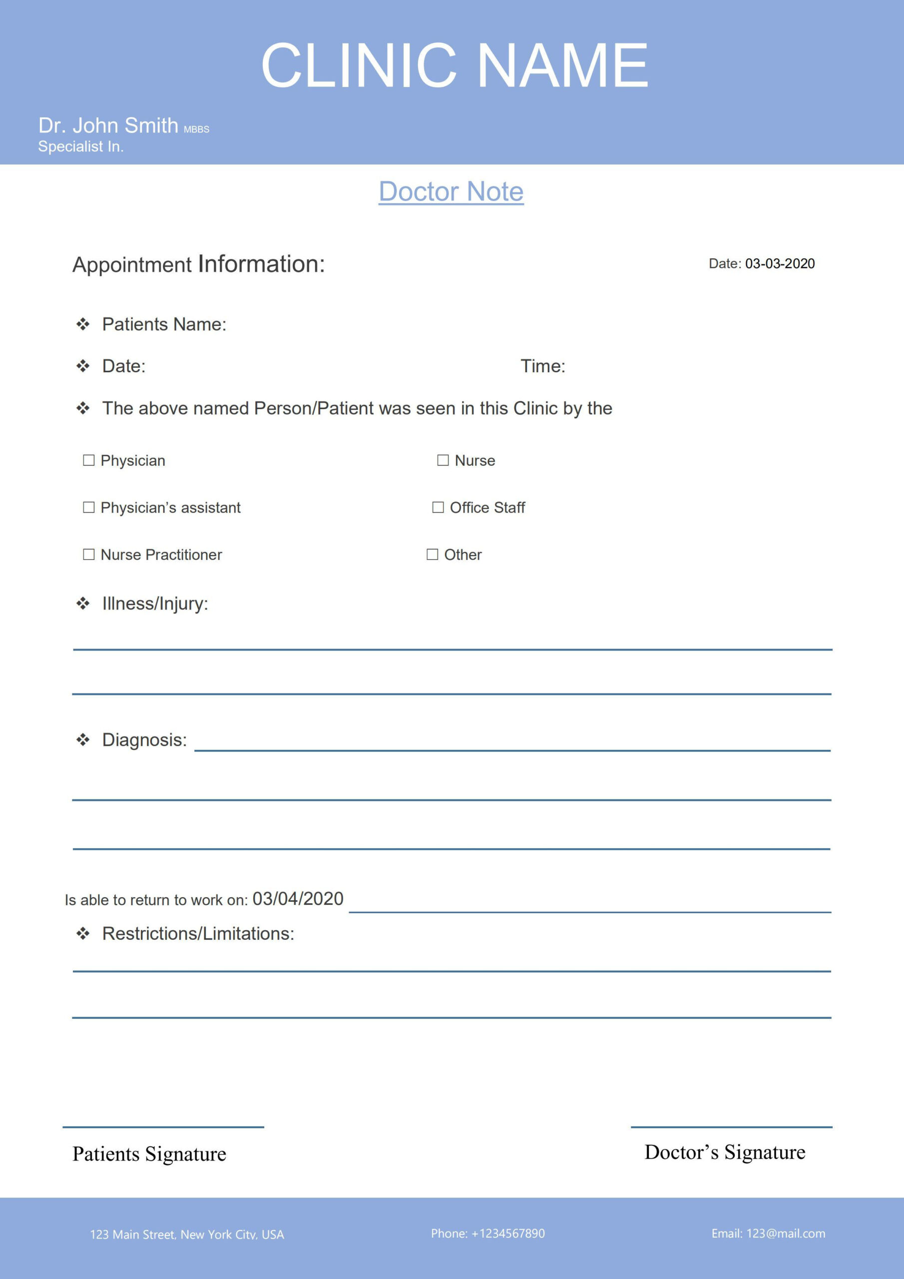 Pdf Of Sample Doctor Note.pdf | Wps Free Templates pertaining to Free Printable Doctors Notes Template