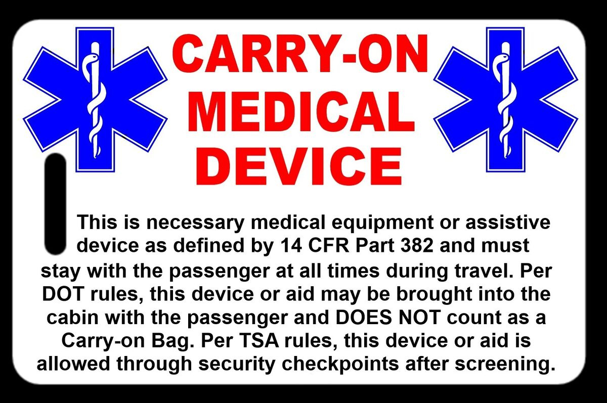 Personalized Carry-On Medical Device Luggage/Bag Tag | Ebay intended for Free Printable Cpap Luggage Tag Template