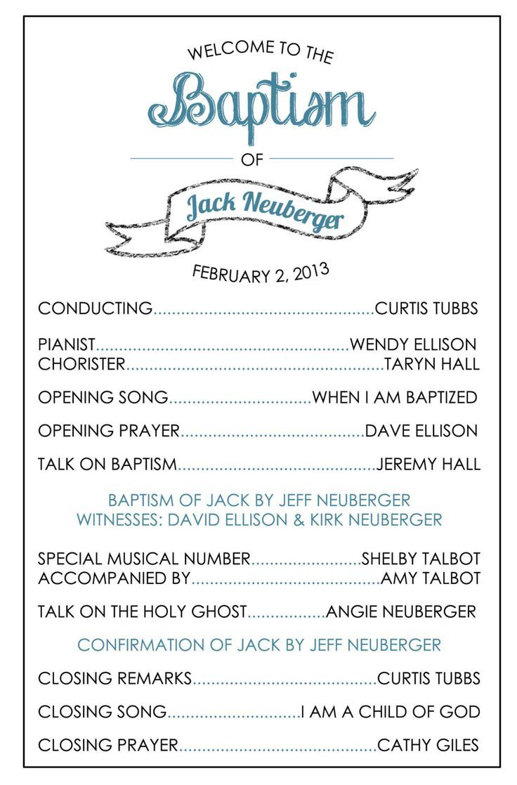 Pin Page in Free Printable Baptism Program Template