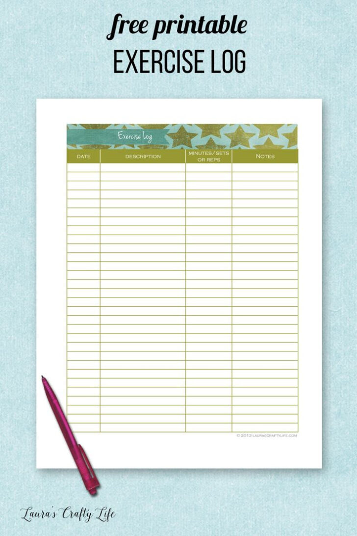 Free Printable Exercise Log Template