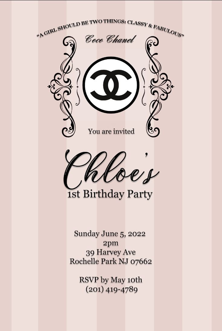 Pin Page within Free Printable Chanel Invitation Template