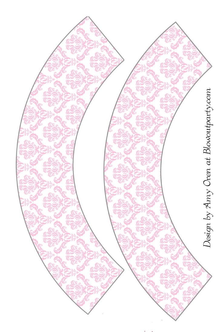 Pink Damask Free Printable Cupcake Wrapper | Pdf intended for Free Printable Cupcake Wrapper Template