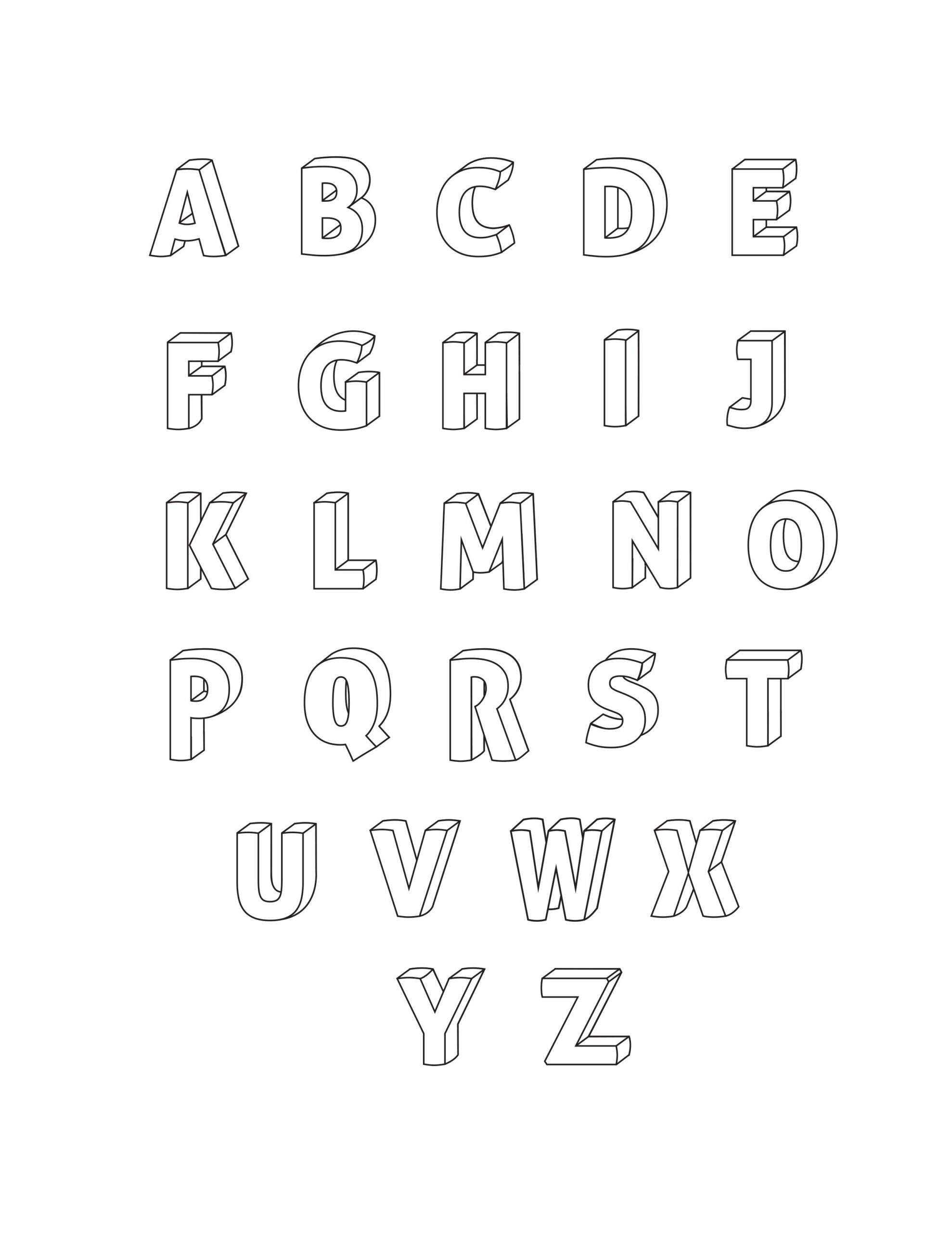 Printable 3D Bubble Letters Alphabet with Free Printable 3D Letter Template