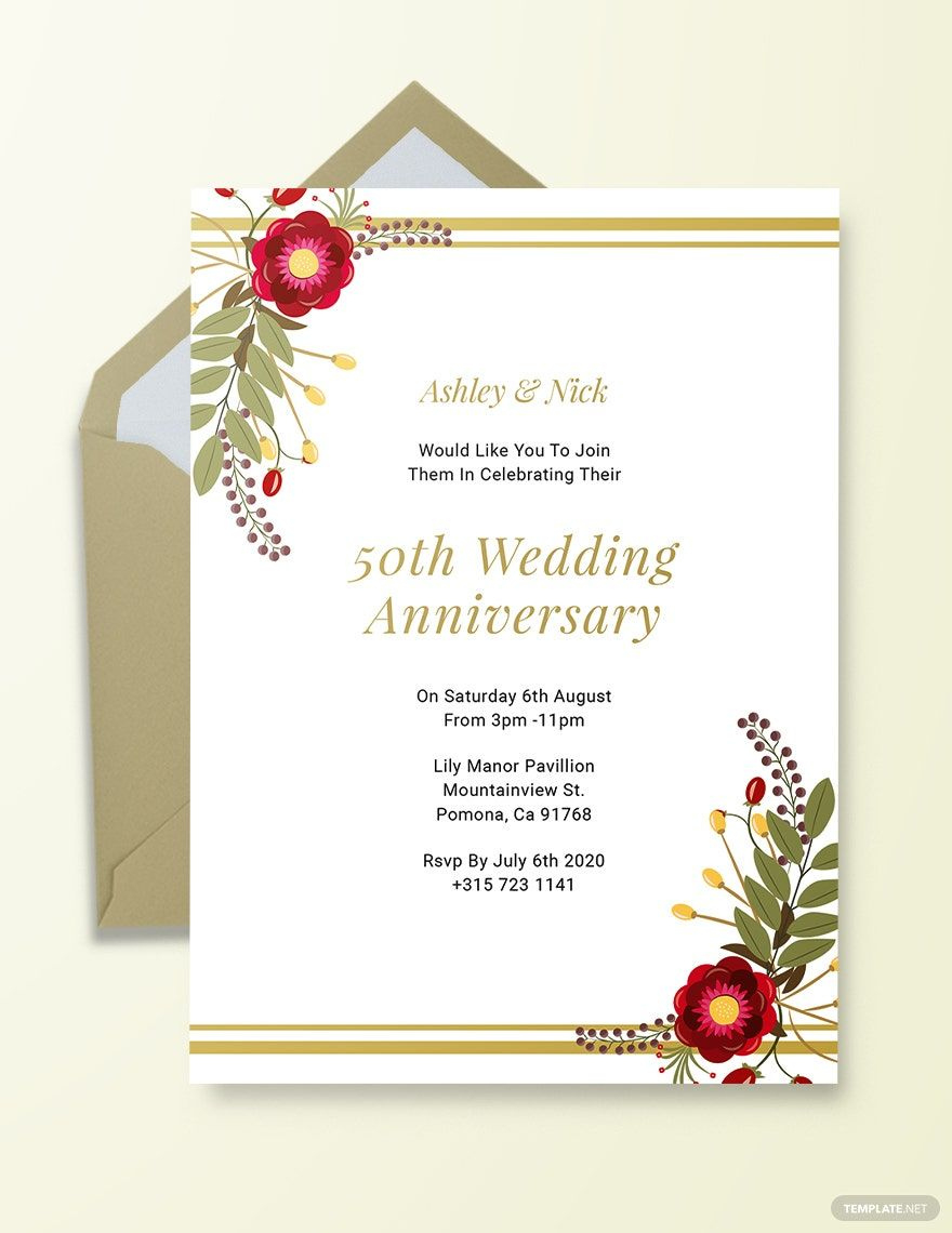 Printable 50Th Wedding Anniversary Invitation Template In Psd intended for Free Printable 50Th Wedding Anniversary Invitation Template