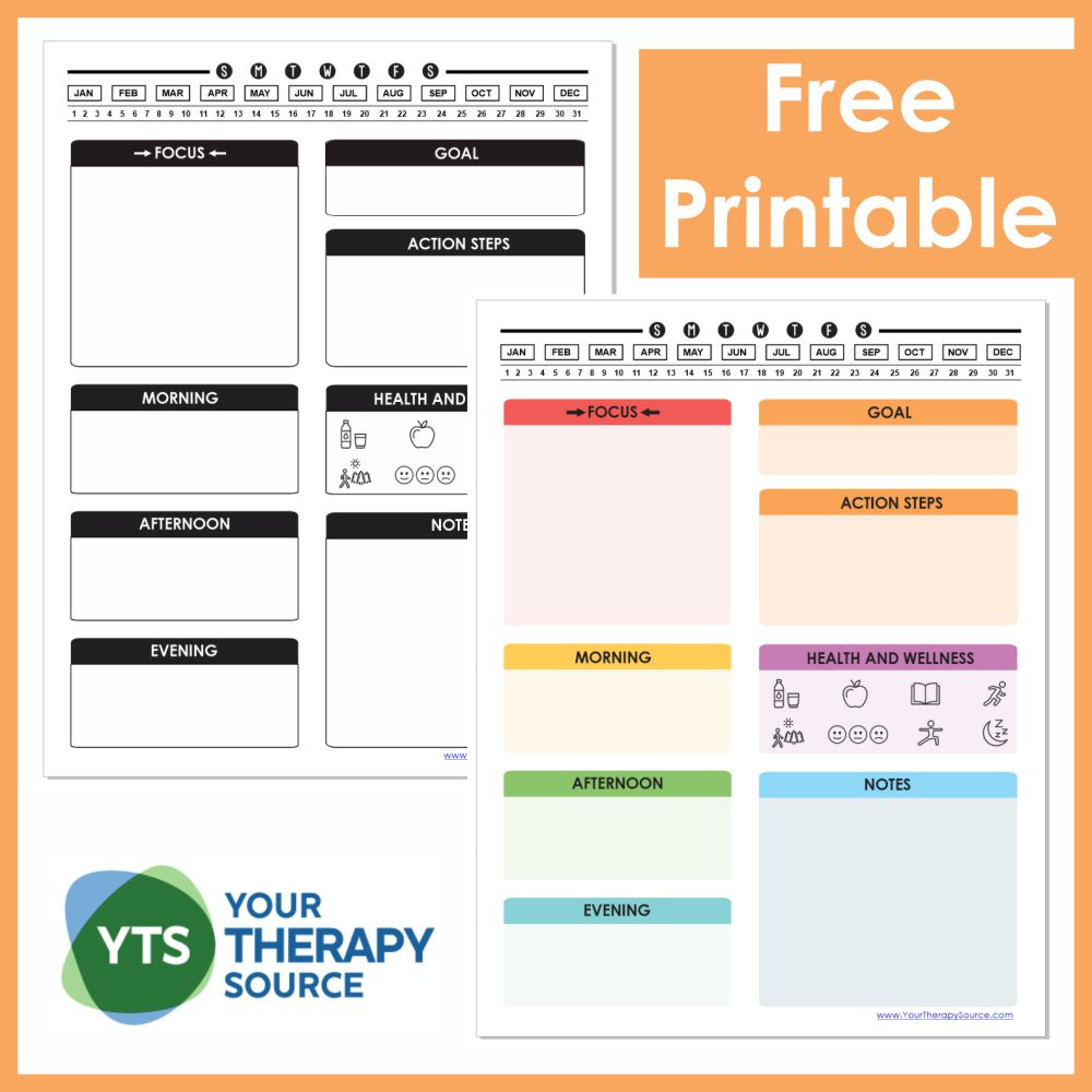 Printable Adhd Daily Planner Template - Free - Your Therapy Source with regard to Free Printable Adhd Planner Template