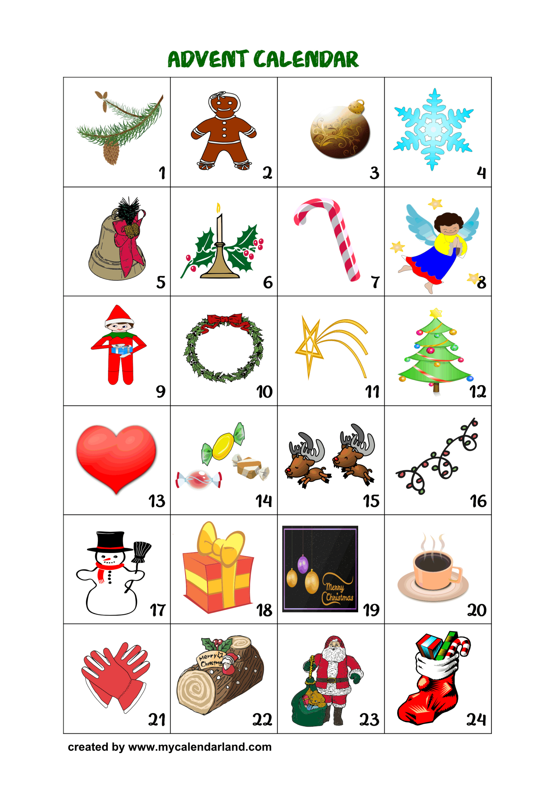 Printable Advent Calendars – My Calendar Land regarding Free Printable Advent Calendar Template