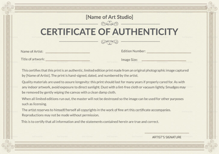 Free Printable Certificate of Authenticity Template