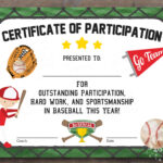 Printable Baseball Participation Certificate Sports Award Instant Pertaining To Free Printable Baseball Certificates Template