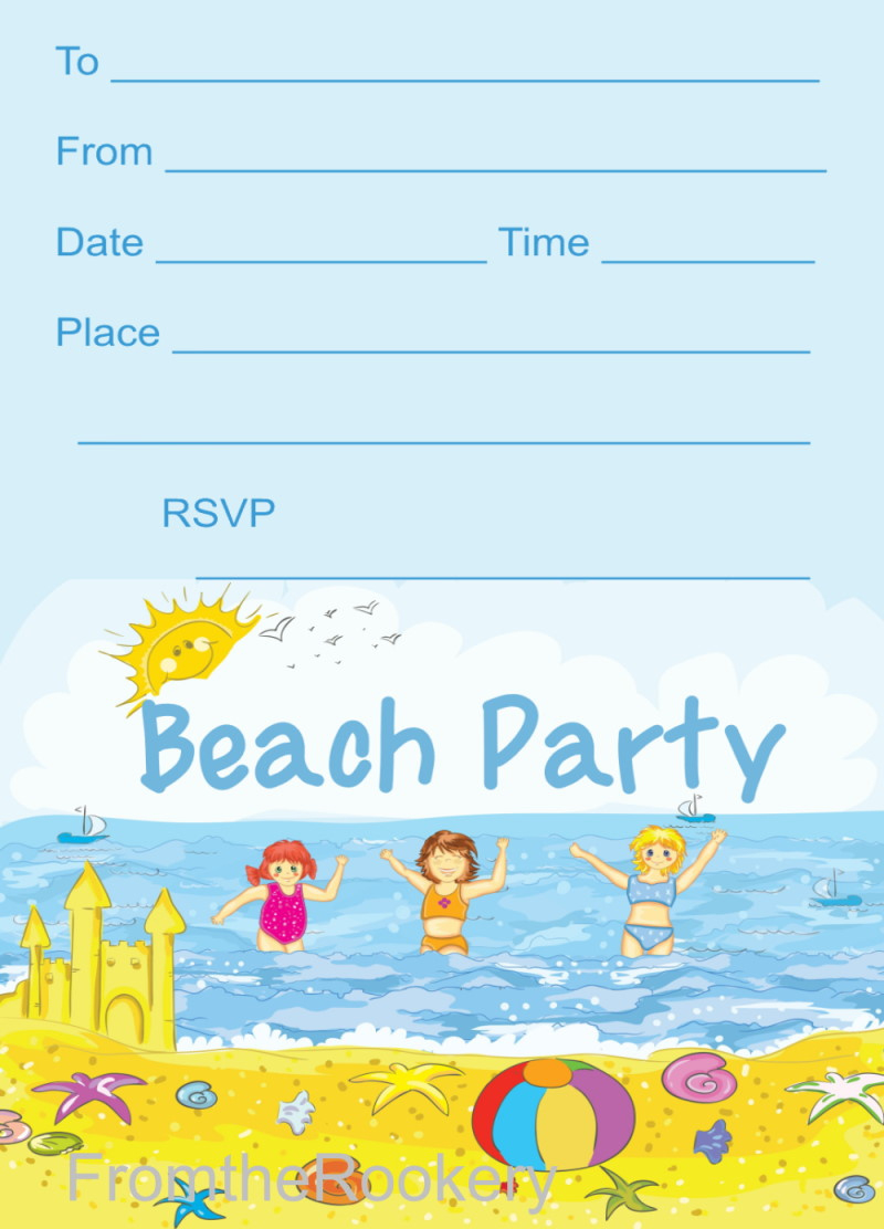 Printable Beach Party Invitations with Free Printable Beach Party Invitations Template