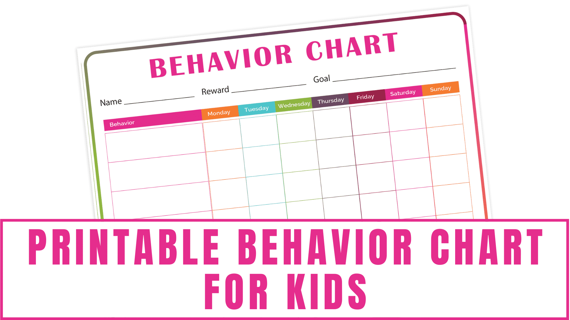 Printable Behavior Chart For Kids within Free Printable Behavior Chart Template