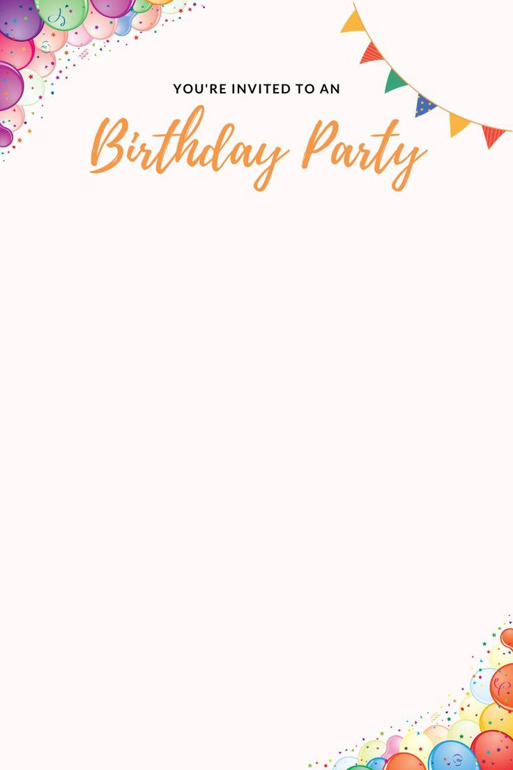 Printable Birthday Party Invitation Card Blank Template Free Pdf pertaining to Free Printable Blank Invitations Template