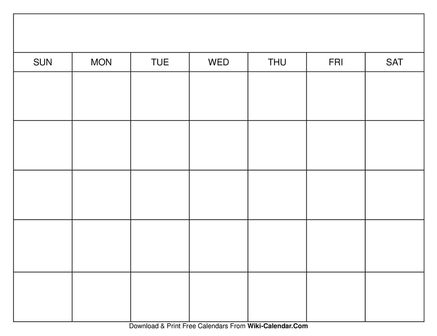 Printable Blank Calendar Templates - Wiki Calendar intended for Free Printable Calendar Template No Download