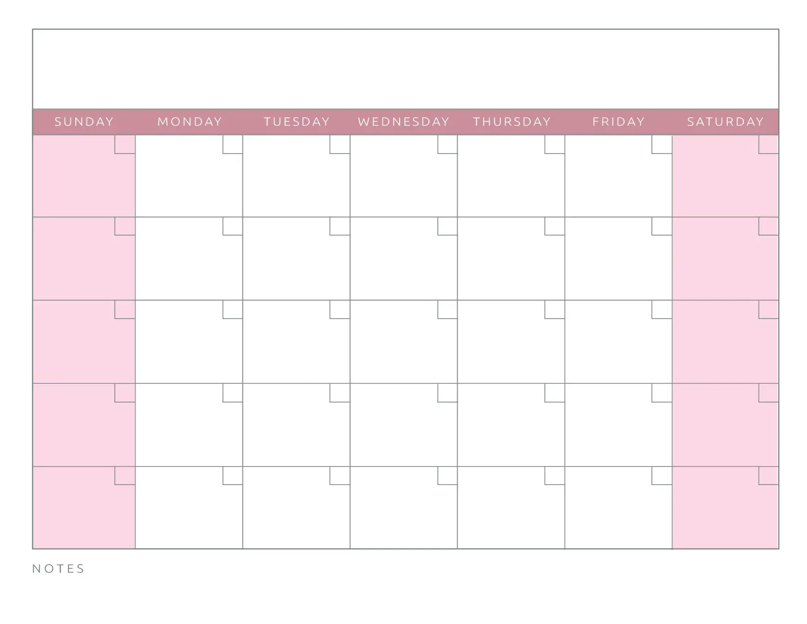 Printable Blank Calendar Templates - World Of Printables for Free Printable Blank Monthly Calendar Template