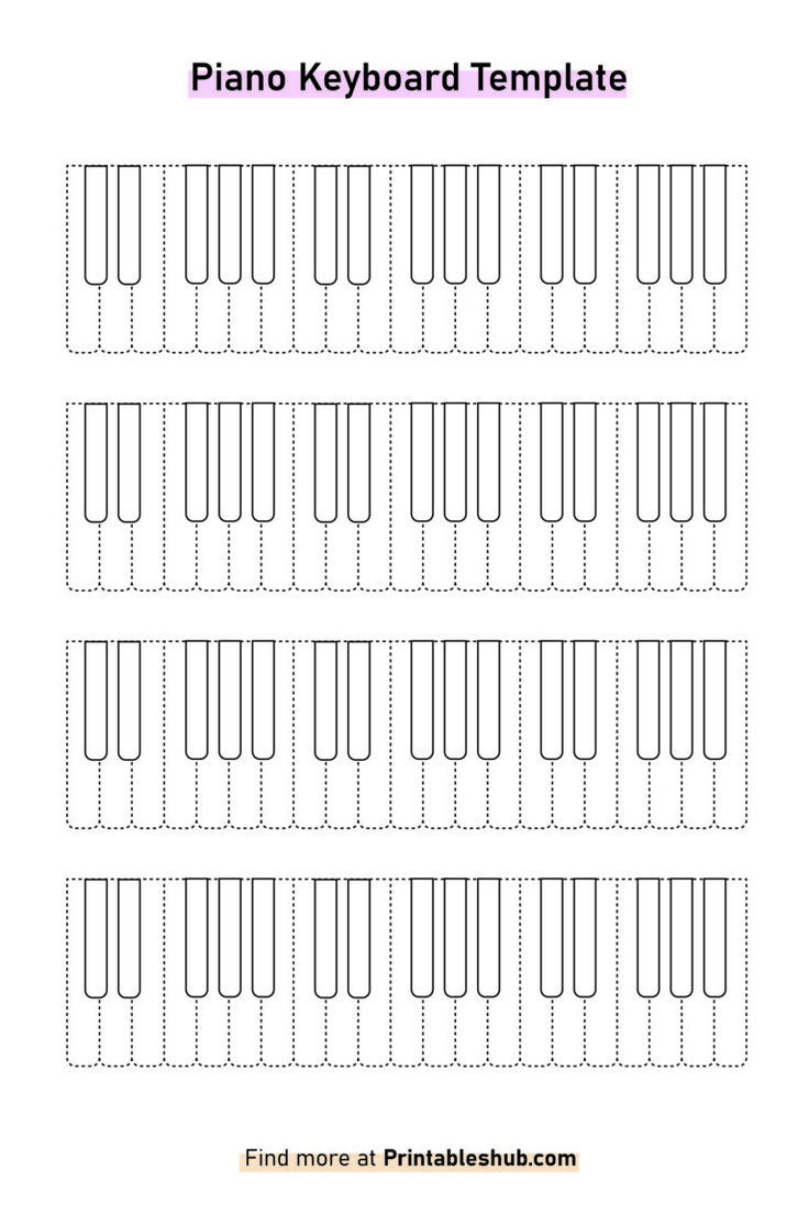 Printable Blank Piano Keyboard Templates Dotted Keys for Free Printable Blank Piano Keyboard Template