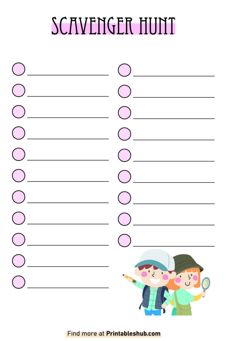 Printable Blank Scavenger Hunt Template With Downloadable Pdfs with Free Printable Blank Scavenger Hunt Template
