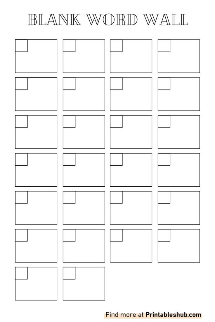 Printable Blank Word Wall Templates in Free Printable Blank Wall Template Printable