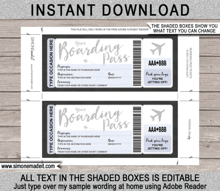 Free Printable Airline Ticket Template