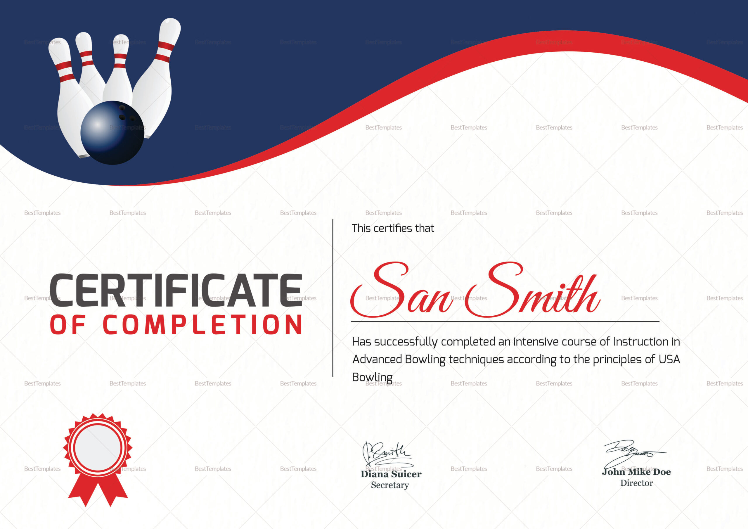 Printable Bowling Certificate Design Template In Word, Psd regarding Free Printable Bowling Certificate Template