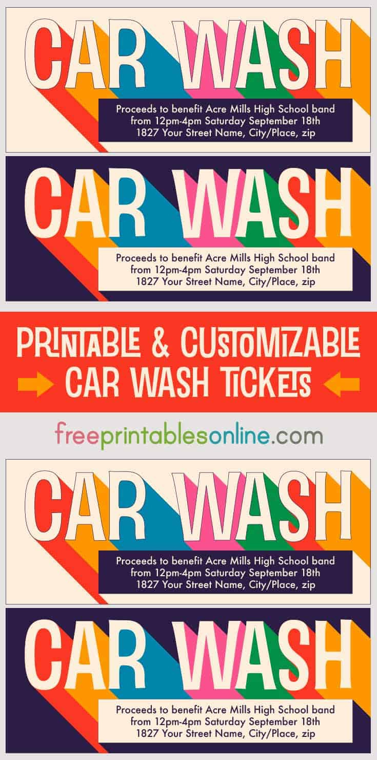 Printable Car Wash Tickets - Free Printables Online throughout Free Printable Car Wash Ticket Template