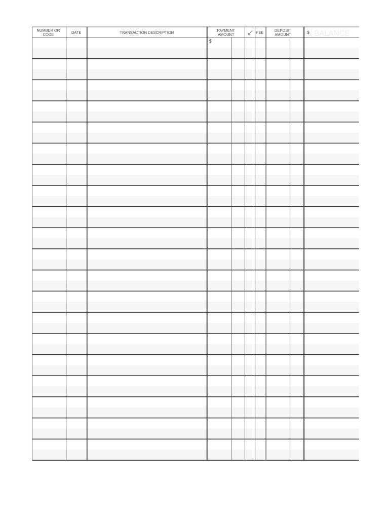 Printable Check Register - Fill Online, Printable, Fillable, Blank with regard to Free Printable Check Register Template