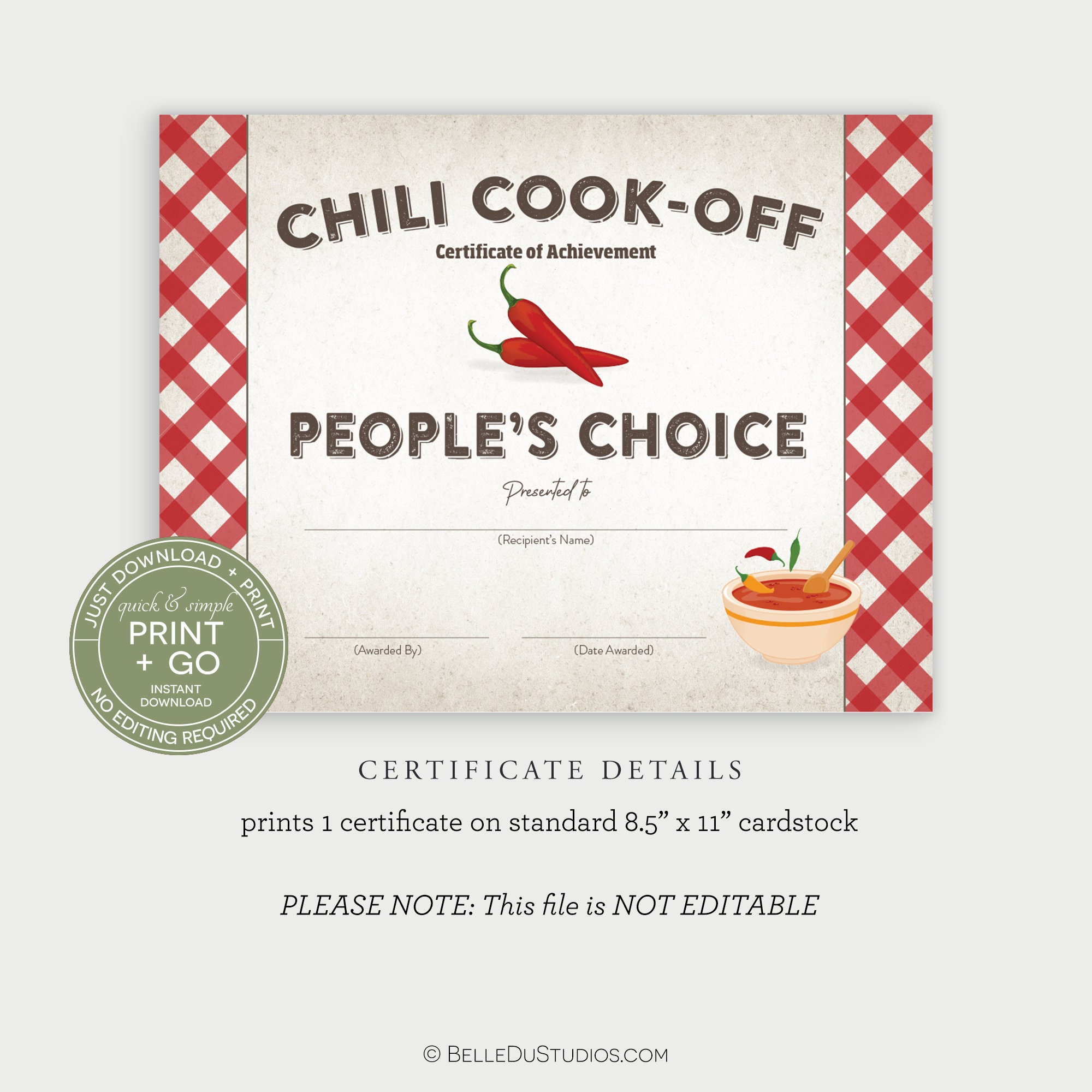 Printable Chili Cook-Off Award Winner Certificate, People&amp;#039;S Choice intended for Free Printable Chili Cook Off Award Certificate Template