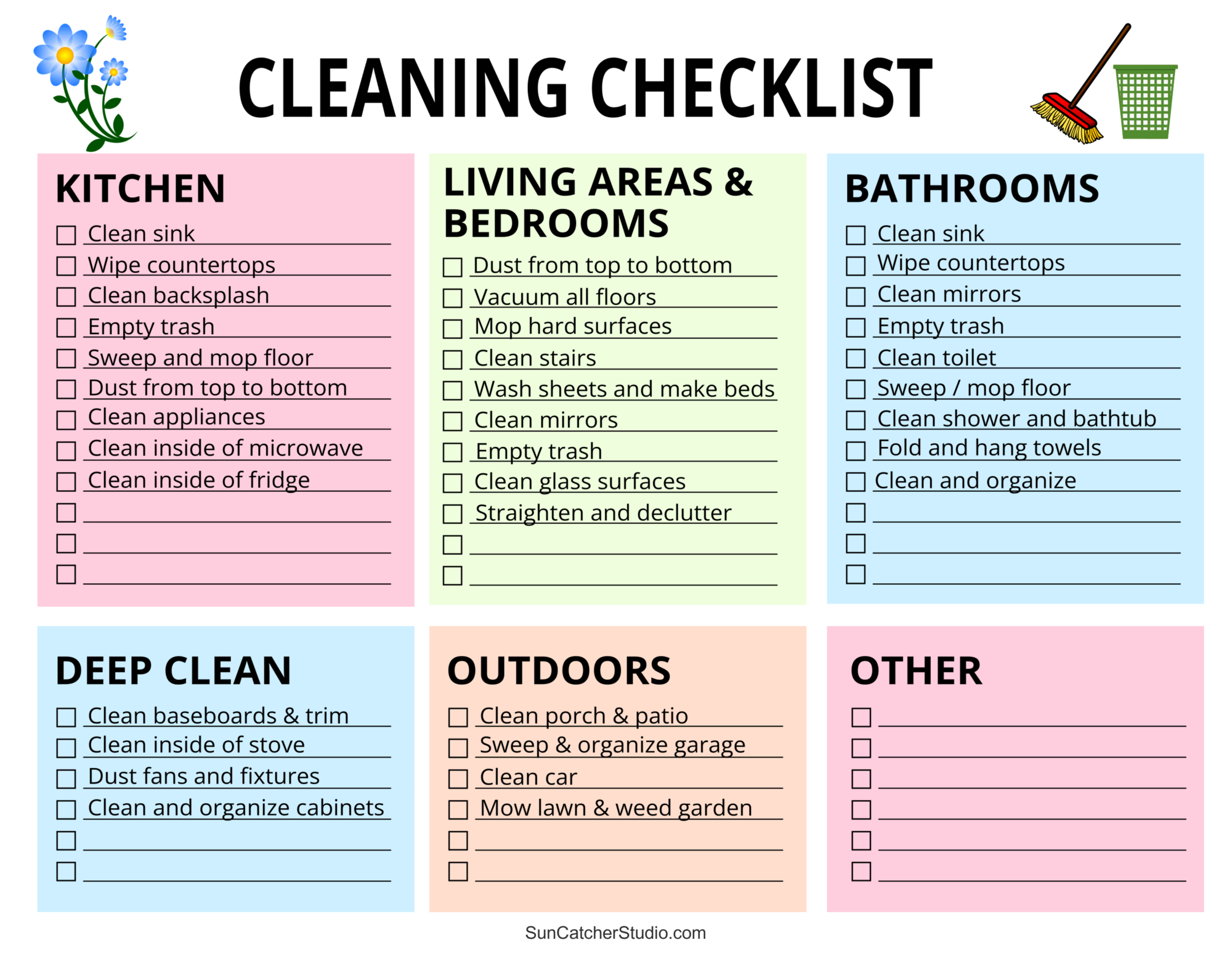 Printable Cleaning Schedule (Spring, Daily, &amp;amp; Weekly Checklists regarding Free Printable Cleaning Checklist Template