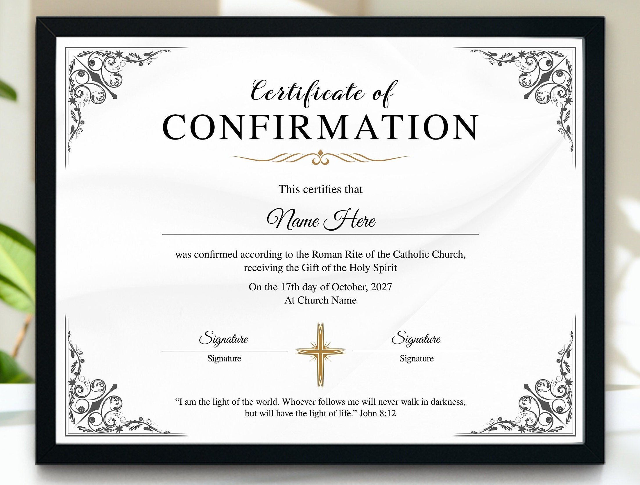 Printable Confirmation Certificate, Church Certificate Template inside Free Printable Catholic Confirmation Certificate Template