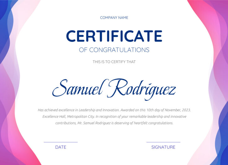 Free Printable Congratulations Certificate Template