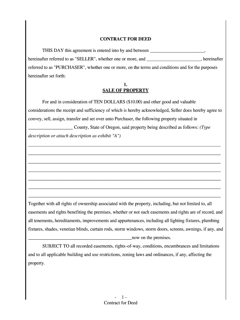 Printable Contract For Deed Template - Fill Online, Printable with regard to Free Printable Contract For Deed Template