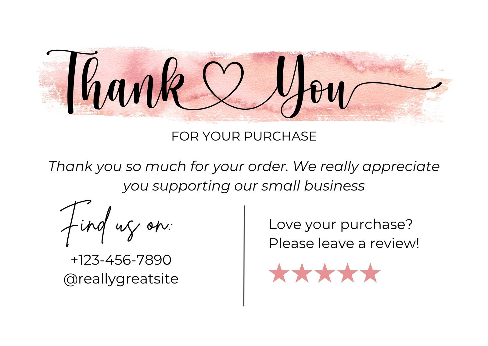 Printable, Customizable Thank You Card Templates | Canva pertaining to Free Printable Business Thank You Card Template