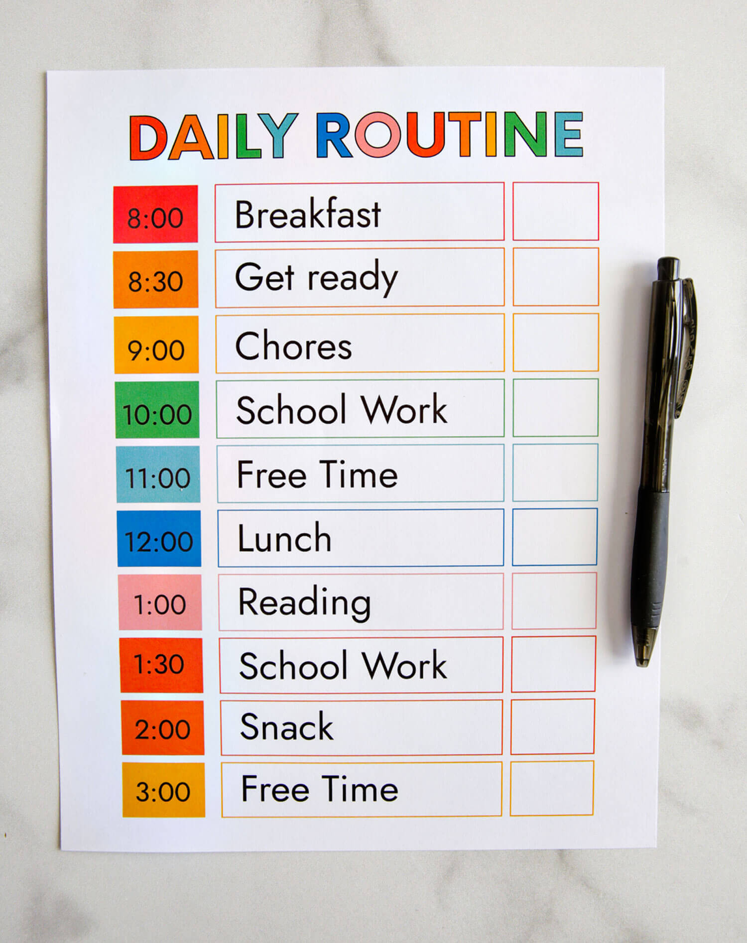 Printable Daily Schedule Template From Thirty Handmade Days in Free Printable Daily Routine Template