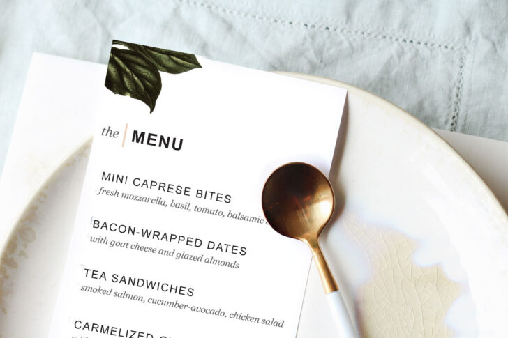 Free Printable Dinner Party Menu Template