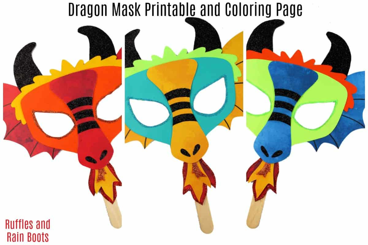 Printable Dragon Mask - Coloring Page And Template - Ruffles And within Free Printable Dragon Mask Template